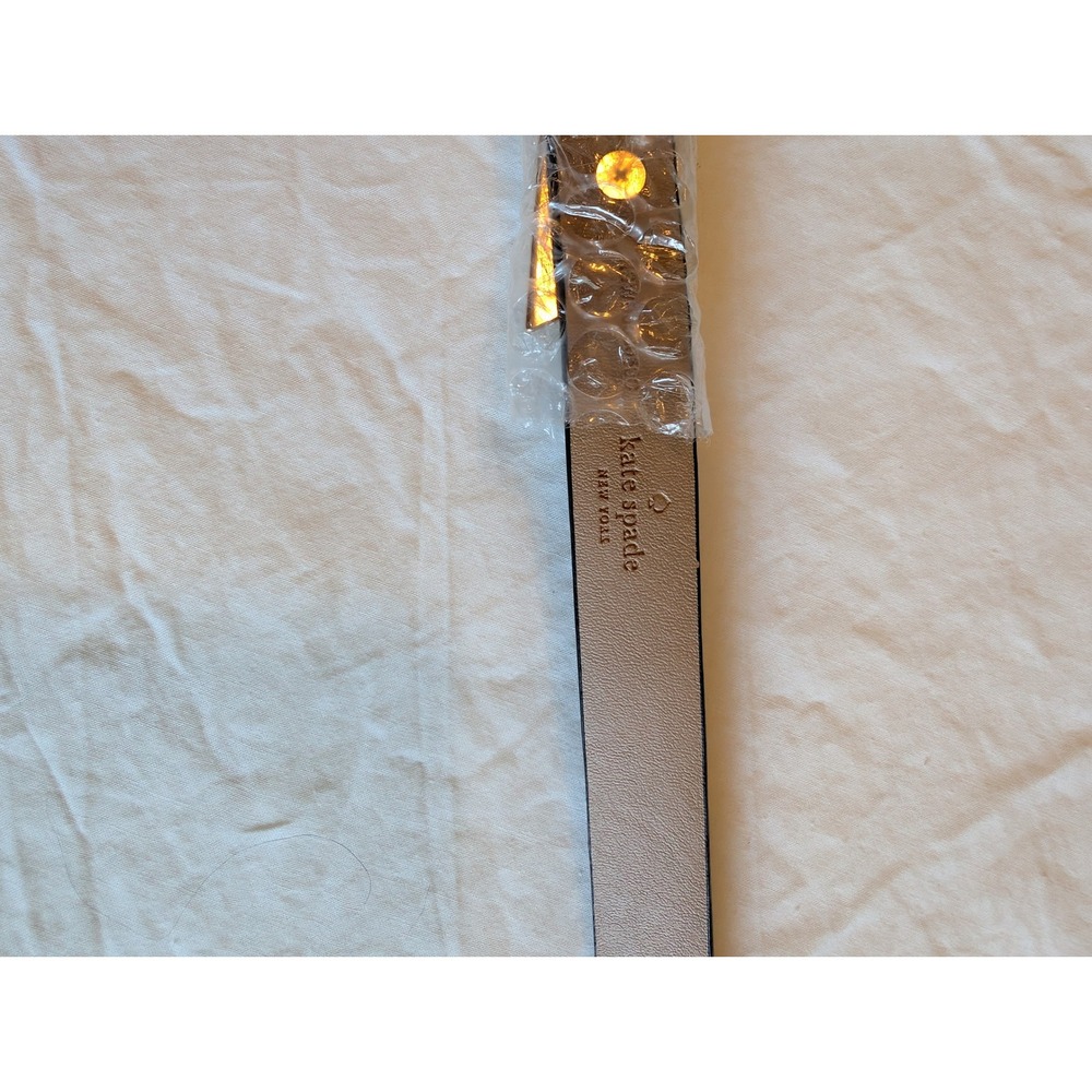 Kate Spade NY Women's Leather Belt Black/Tan Size M NWT - Gold color Ribbon